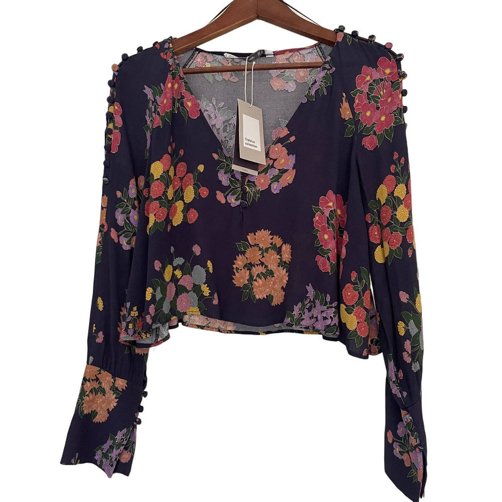 NWT ZARA Trafaluc Collection Women's Floral Cropped Top Size XS - Picture 2 of 10